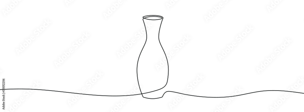 Continuous line drawing of vase. One line drawing background. Vector illustration. Linear drawing of a vase - obrazy, fototapety, plakaty 