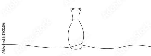 Continuous line drawing of vase. One line drawing background. Vector illustration. Linear drawing of a vase