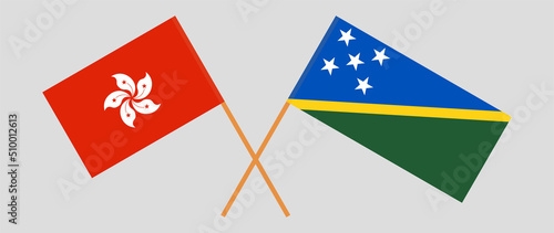 Canvas Print Crossed flags of Hong Kong and Solomon Islands