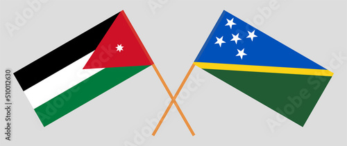 Free Download Crossed flags of Jordan and Solomon Islands. Official colors. Correct proportion - GFXLoad