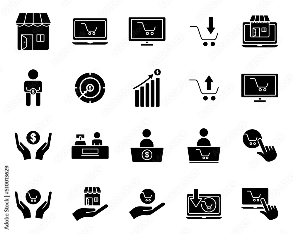 Shop icon vector. suitable for online shop, store, buy icon, online store, buy online. Solid icon style, glyph. Simple design illustration editable Shop icon vector. suitable for online shop, store, buy icon, online store, buy online. Solid icon style, glyph. Simple design illustration editable