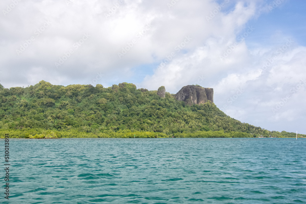 View of Sokehs Rock from the sea in Pohnpei, Federated States of Micronesia