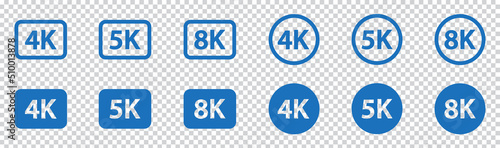 Video Resolution Icon. Screen monitor resolution icon. 720, 1080, 4k, 5k, 8k, Hd, full hd, ultra hd icon, vector illustration