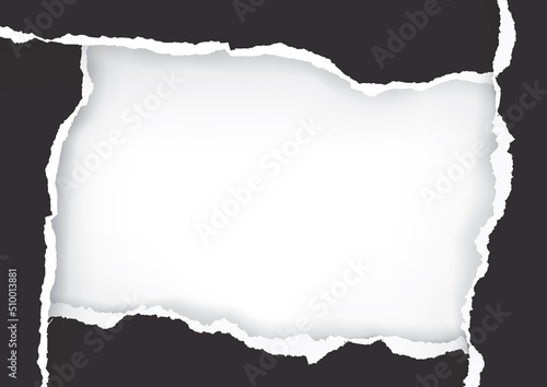 
 Black ripped paper frame, banner template.
 Illustration of Black torn paper with place for your image or text. Vector available.