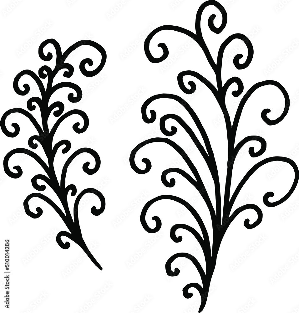Vector simple drawing for printing. Black branches with twisted stems. Vector simple drawing for printing. Black branches with twisted stems.