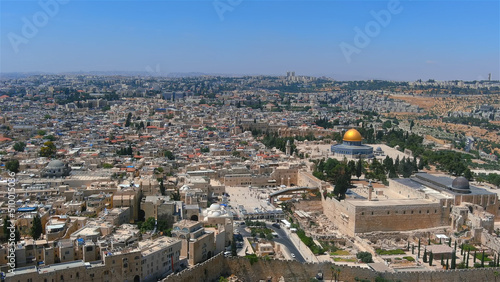 Jerusalem old city and Holly places Drone view, Israel