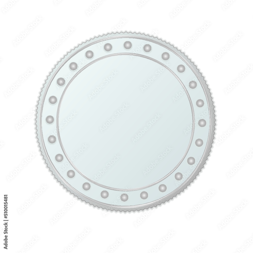 Realistic silver coin isolated on a white background