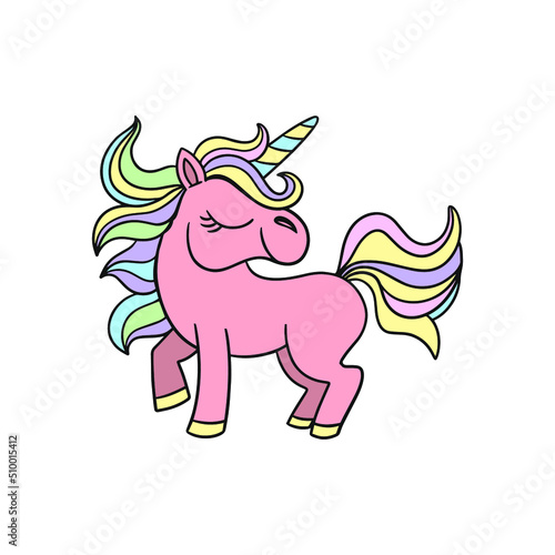 Unicorn pastel color animal. Cute unicorn vector illustration. Concept art. Cartoon vector illustration. Kid graphic.