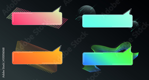 Vector set of modern texting boxes icons illustration in flat
