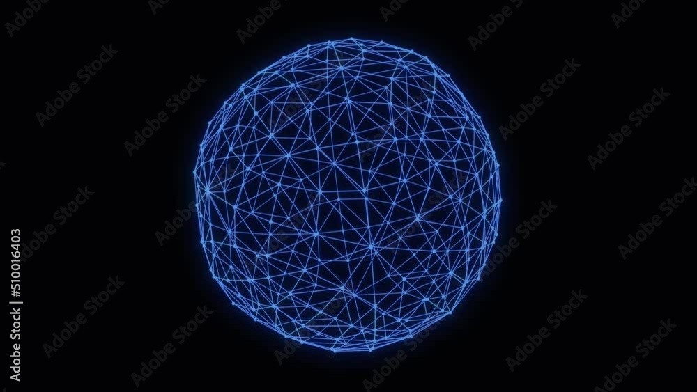 
Plexus style rotating morphing blue sphere 3d hud element. Blue dots and lines connecting 4k looping animation
