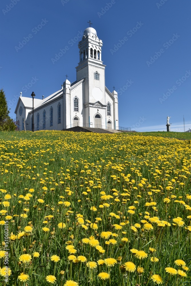The village church in spring, Sainte-Apolline, Québec, Canada