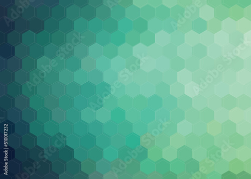 Hexagon teal green ombre vector backdrop