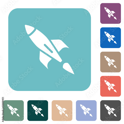 Single launched rocket rounded square flat icons