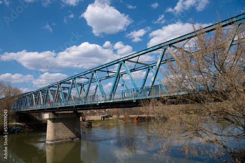 Old iron road bridge in Trstenik, across the western Moravia (Morava)