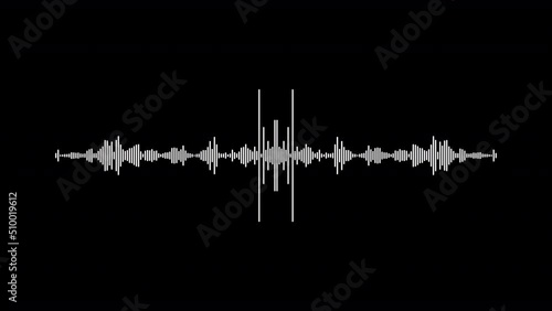 Sound waveform. White audio waves isolated on black background. Loopable animation