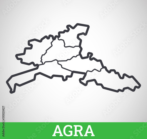 Simple outline map of Agra. Vector graphic illustration.