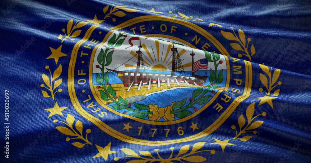 New Hampshire state flag background illustration, USA symbol backdrop - obrazy, fototapety, plakaty 