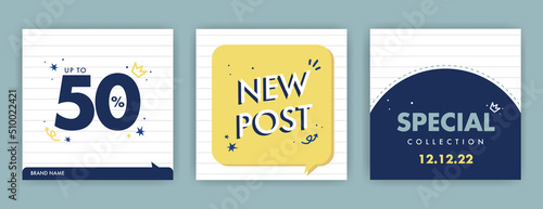Minimal style instagram post set free vector