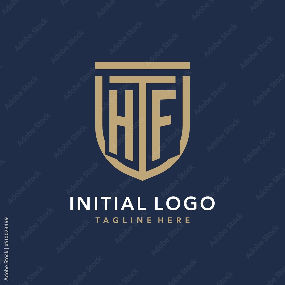 Letter HF shield logo style, luxury and elegant monogram logo design ...