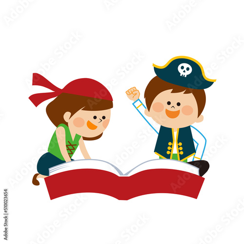読書に夢中になる子供のイメージイラスト素材