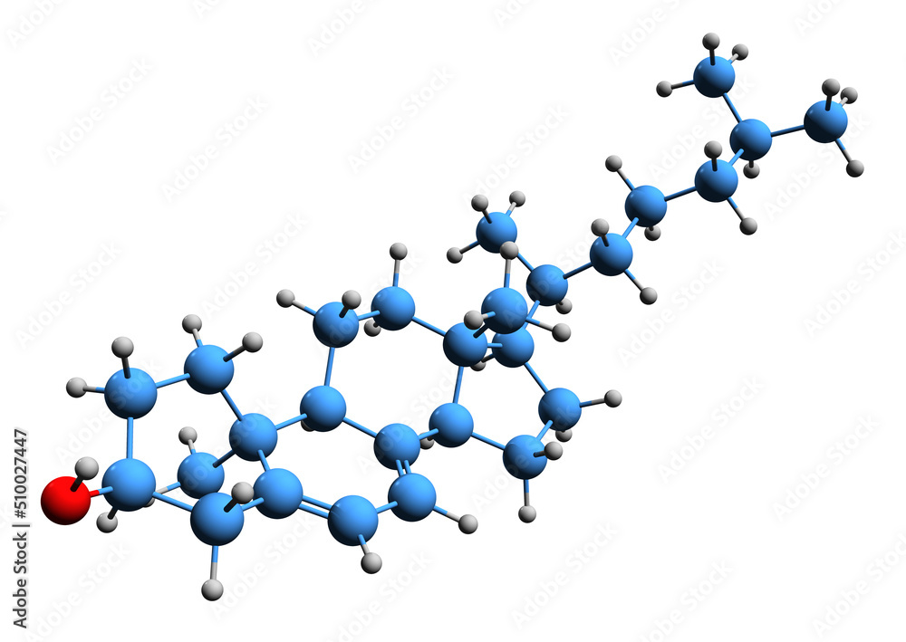 3D image of 7-Dehydrocholesterol skeletal formula - molecular chemical ...