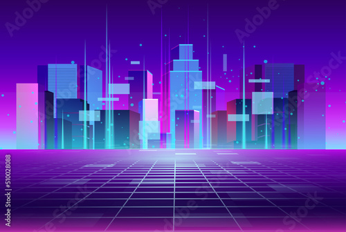 metaverse city building technology background template