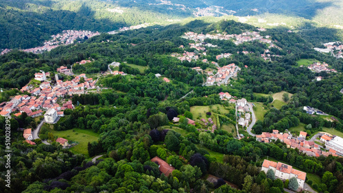 Konstfotografi Aerial view of The Alpine foothills in Piedmont region, northwestern Italy