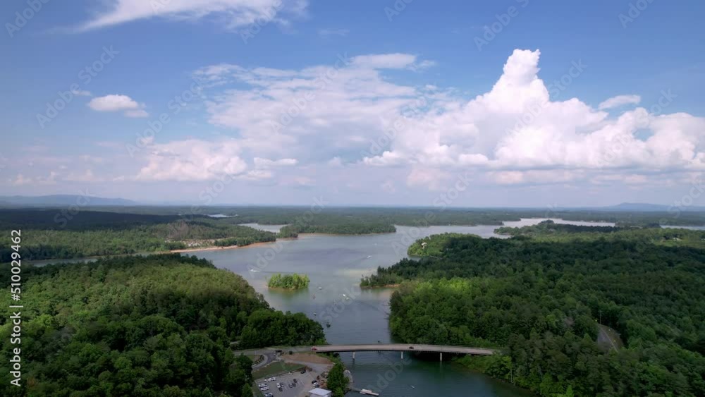 Aerial high over Lake James NC, North Carolina, Lake James Reservoir near Morganton NC Aerial high over Lake James NC, North Carolina, Lake James Reservoir near Morganton NC