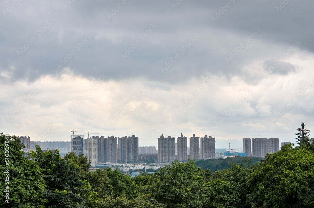 storm clouds over the city