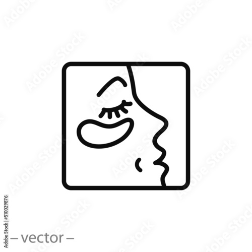 mask eye patches icon, beauty treatments with gel or cream, cosmetics for women face, thin line symbol on white background - editable stroke vector illustration