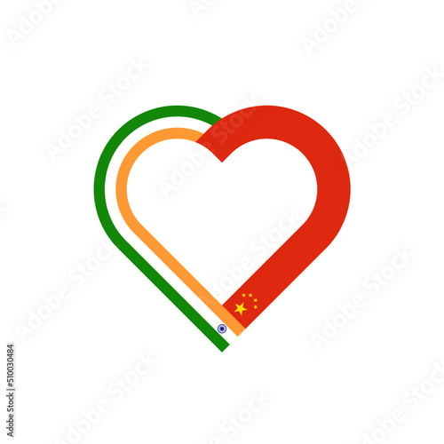 friendship concept. heart ribbon icon of indian and chinese flags. vector illustration isolated on white background