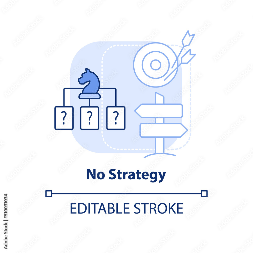 No strategy light blue concept icon. Search engine optimization mistake abstract idea thin line illustration. Isolated outline drawing. Editable stroke. Arial, Myriad Pro-Bold fonts used