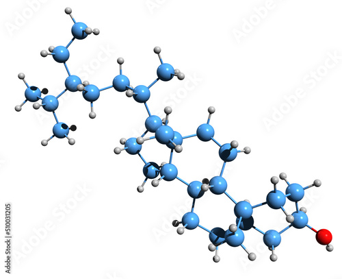 3D image of 24-Ethyl coprostanol skeletal formula - molecular chemical structure of 29 carbon stanol isolated on white background
 photo