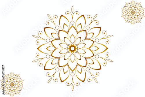 Mandala with floral patterns. Circular pattern in form of mandala for Henna, Mehndi, tattoo, decoration. Decorative ornament in ethnic oriental style. Set of Mandalas Ethnic Decorative Element. 