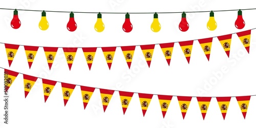 3D Garlands of Spain on a white background	