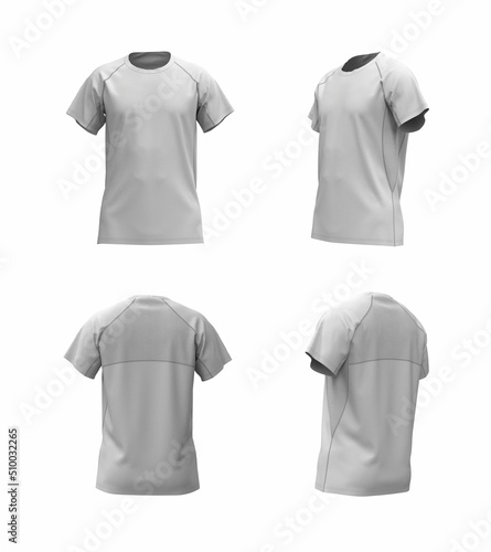 3d fitness T-shirt template with sleeves for design on a white background