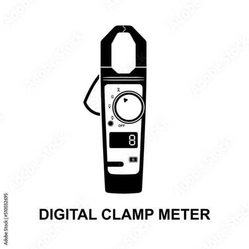 Digital clamp meter icon isolated on white background vector illustration.