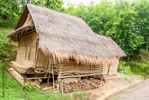 Bamboo house in the Borhia village along the Mekong river - Luang Prabang - Laos, Asia
