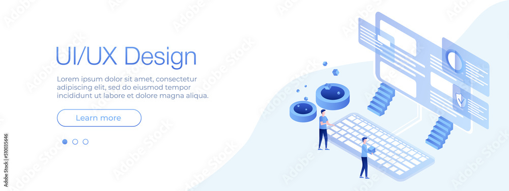 UI/UX design concept. Banner vector isometric illustration, ui concept ...