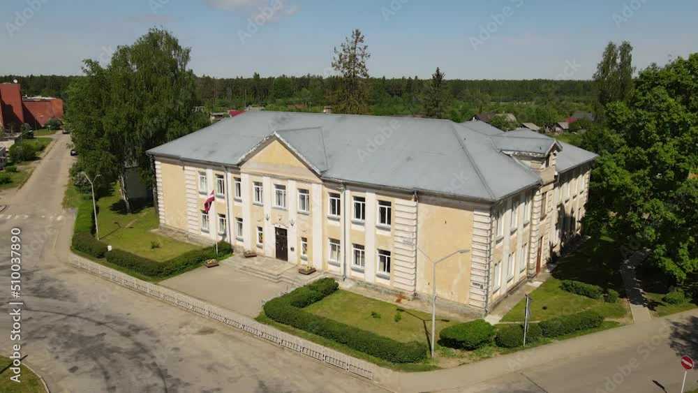 Small town from above. Latvian city Seda from the drone. Small town village forest Small town from above. Latvian city Seda from the drone. Small town village forest