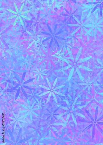 Light blue pastel floral pattern, A4 covers