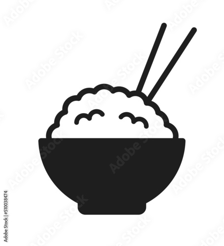 Full rice bowl food vector icon