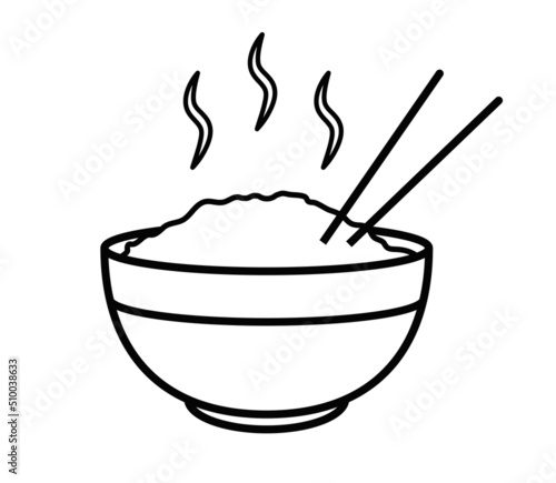 Rice or food bowl with sticks icon