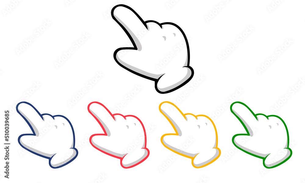 Hand of Mickey Mouse, finger Hand of Mickey, hand of Mickey set in colors eps10 Hand of Mickey Mouse, finger Hand of Mickey, hand of Mickey set in colors eps10