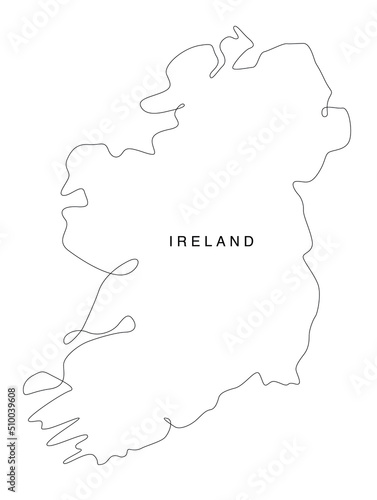 Line art Ireland map. continuous line europe map. vector illustration. single outline.
