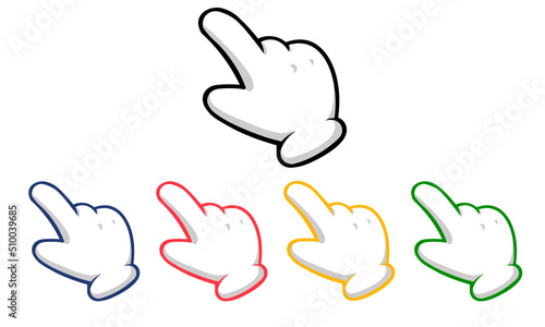Hand of Mickey Mouse, finger Hand of Mickey, hand of Mickey set in colors eps10 photo