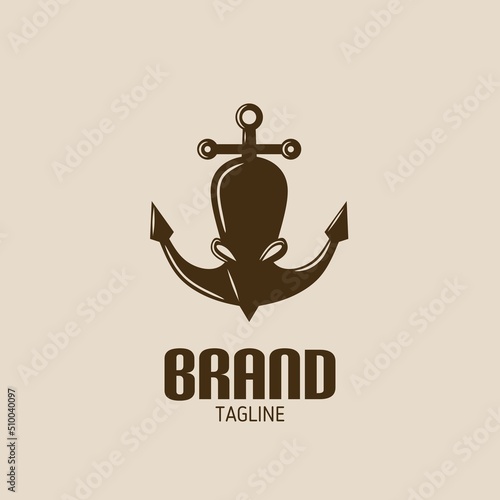 Octopus logo with anchor two simple and elegant combinations
