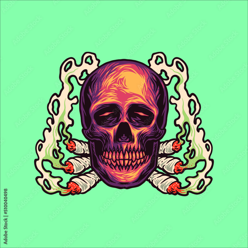 smoke weed and skull illustration vector design smoke weed and skull illustration vector design
