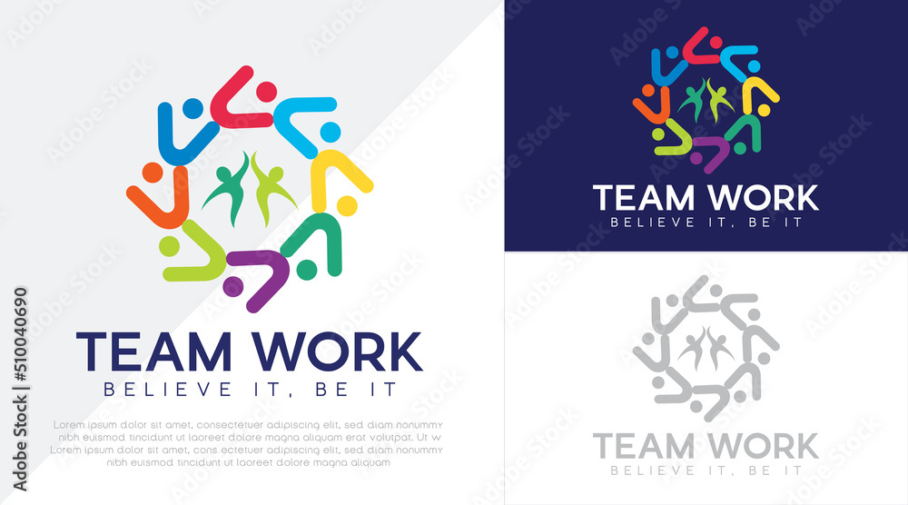 Friendship, unity people care logo, Creative people logo, Teamwork, Connectivity Premium logo template