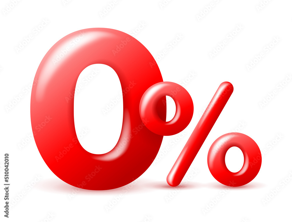 Zero commission and interest free 3D symbol Zero commission and interest free 3D symbol
